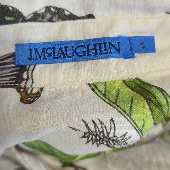 J. McLaughlin Wellesley Linen Dress In Jardin Mariposa - Picture 7 of 9